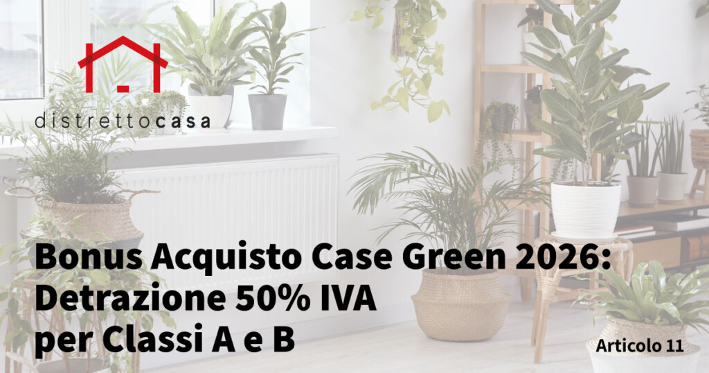 Bonus Acquisto Case Green 2026: Detrazione 50% IVA per Classi A e B