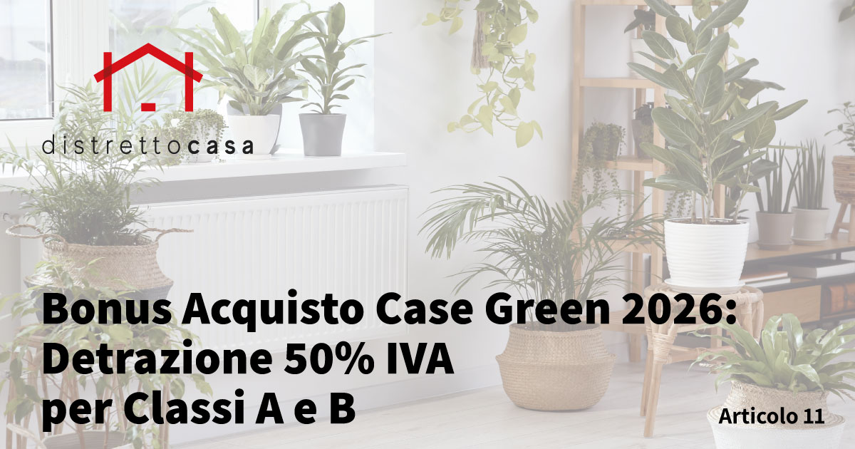 Bonus Acquisto Case Green 2026: Detrazione 50% IVA per Classi A e B